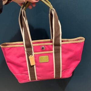 Coach Hot Pink Medium Canvas Tote Bag